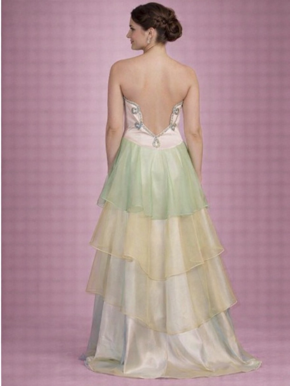 Strapless Pastel Layered High-Low Dress - Picture 2 of 3